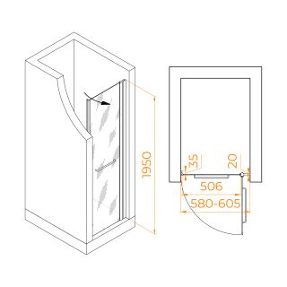 Душевая дверь RGW PA-103 020810306-11 60см хром